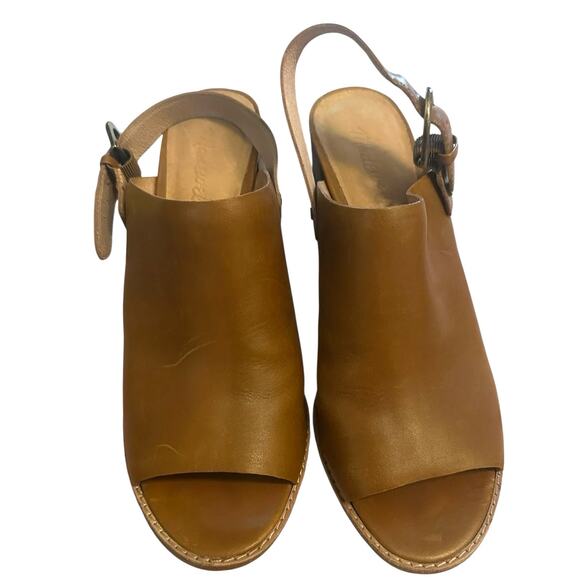 Women 9 Madewell The Riley Convertible Slingback Mule English Saddle Brown - Picture 2 of 10